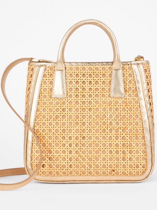 Talbots Handbags - ⭐️ Talbots ⭐️ LIKE NEW ⭐️ METALLIC LEATHER RATTAN SATCHEL with STRAP ⭐️